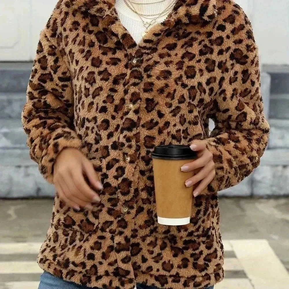 NEW 🌼 Leopard Print Long Sleeve Button Jacket - Sz M - Picture 3 of 8